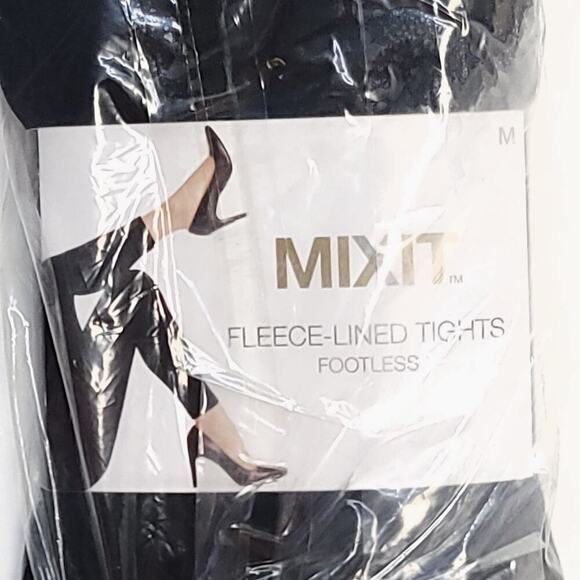 Mixit Fleece Lined Tights Size M Seamless Footless Womens Black New in Package - Picture 2 of 8